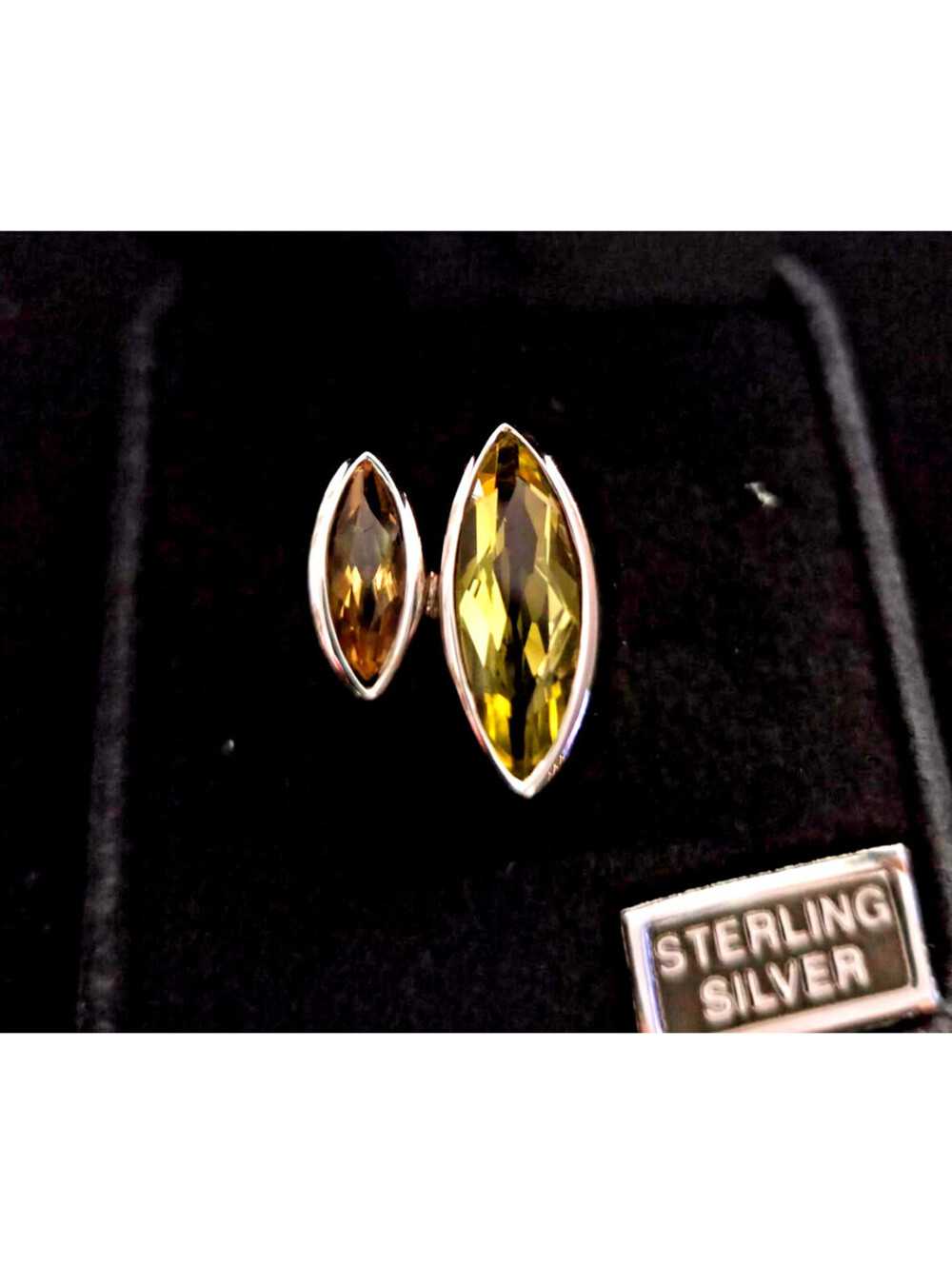 Vintage QVC Sterling Silver Limon Quartz Citrine Ring Size 8 3ct Marquise 7.2g